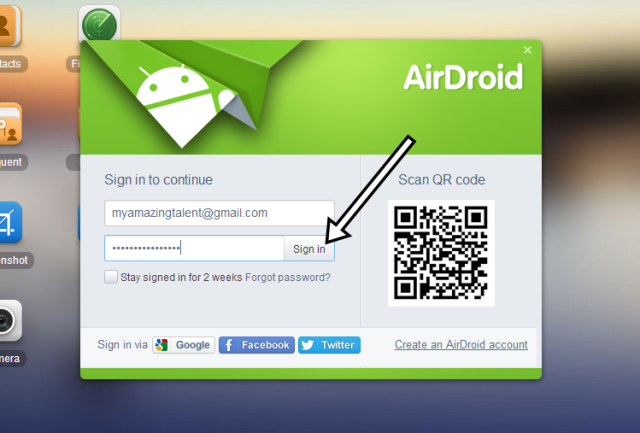 Sign in to www.airdroid.com