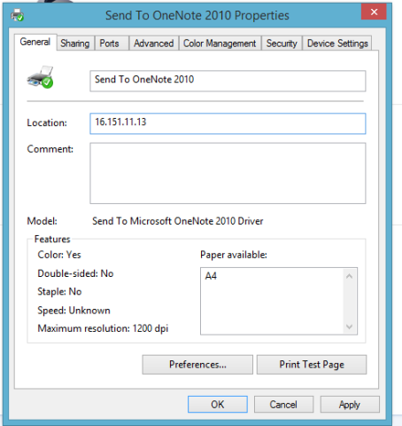 IP Address of your Printer